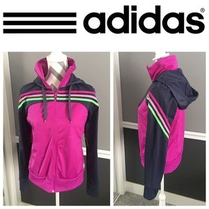 Adidas Neon Purple Running Full ZIP Jacket Hoodie